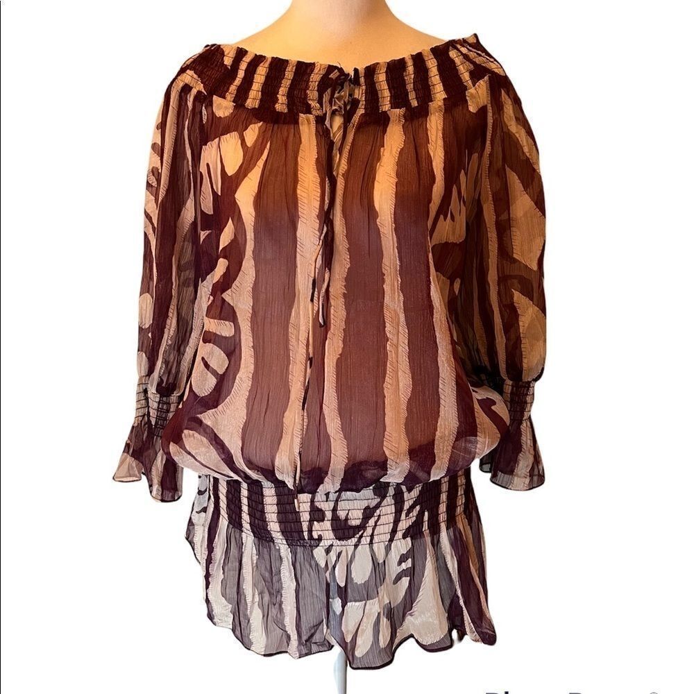 Ceres Beautiful sheer top or swimsuit cover w/ cute ties at neck and gathers.